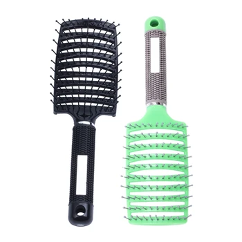

2Pcs Vented Styling Hair Comb Detangling Thick Hair Massage Brush Green & Black