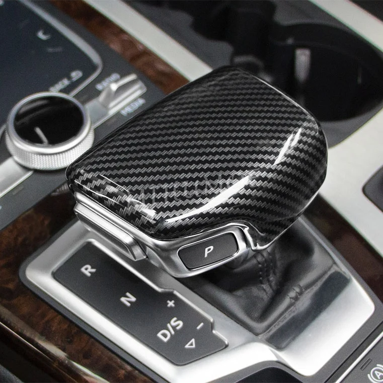 

Carbon Fiber Interior Gear Shift Knob Cover Cap Trims For Audi A4 B9 A5 Q5 Sportback Q7 S4 S5 SQ5 2017 2018 2019 2020 2021 2022