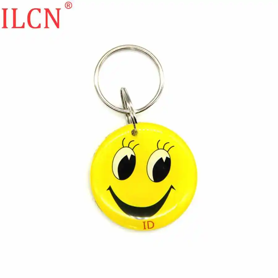 125 кГц ID RFID водонепроницаемый брелок только для чтения желтый улыбающееся лицо падение клей брелок маркер тег EM4100 TK4100 контроль доступа 1