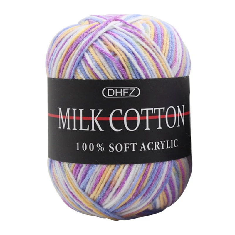 purple yellow white Новинка, вязаное крючком, молочное, мягкое, детское, хлопковое, шерстяное, пряжа, 50 г, сделай сам, теплое пальто, свитер, ручная вязка, пряжа, одеяло, вязаное крючком, цветное - Цвет: purple yellow white