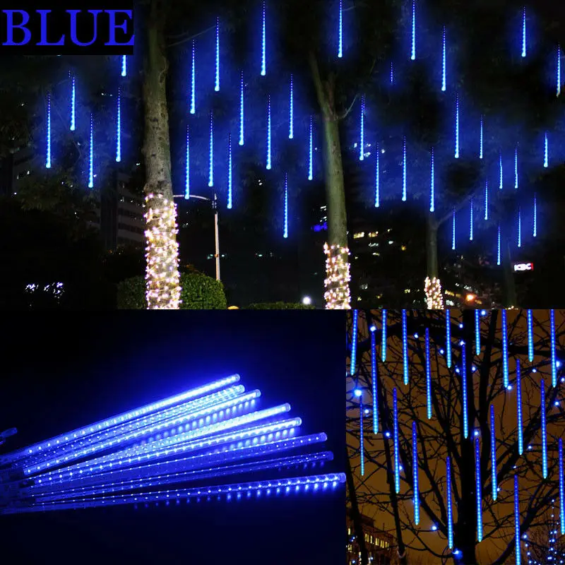 20CM  30CM 50CM Meteor Shower Rain Tube LED String Light 8 Tube Falling Rain Drop Icicle Christmas Wedding Fairy Light Garland solar string lights String Lights