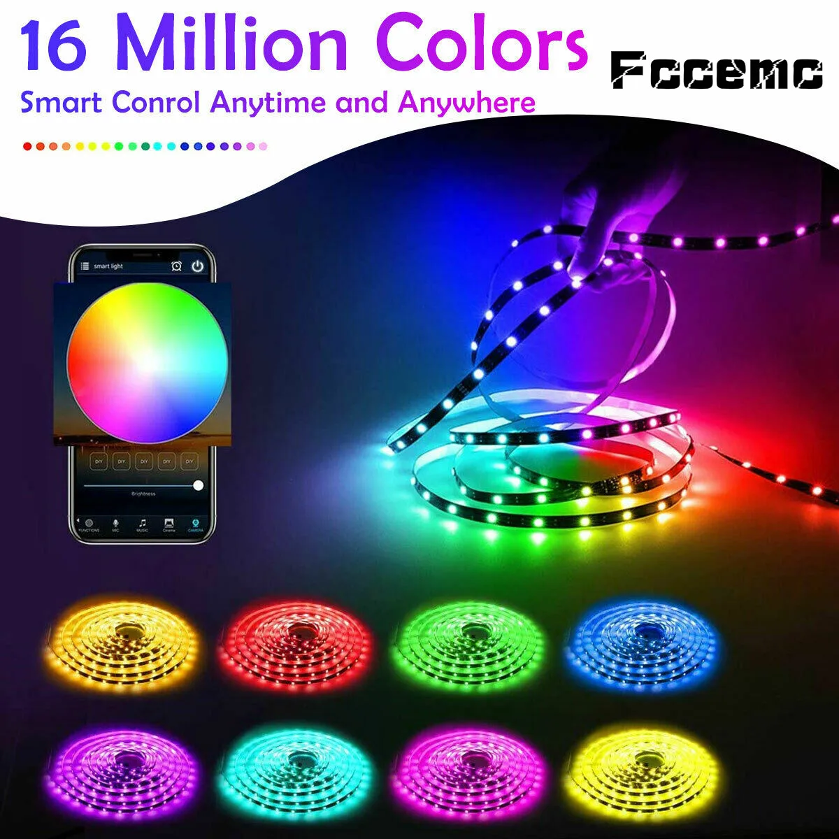 

Smart LED Strip Lights Work with Alexa Google Home, App Remote Control Music Sync, for Bedroom Kitchen Cabinet TV Party