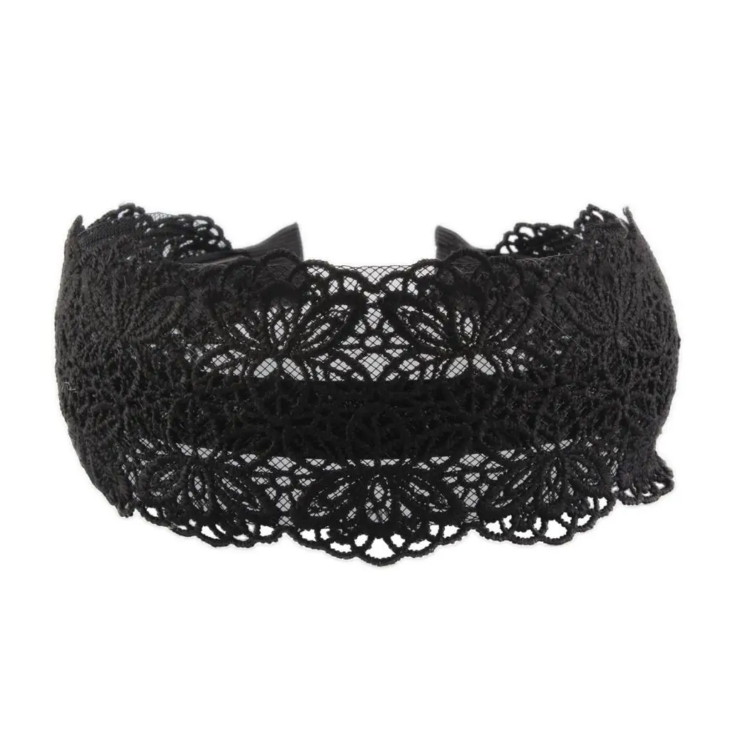Gothic Black Lace Flower Floral Embroidery Hair Hoop Headband Boho Headwear
