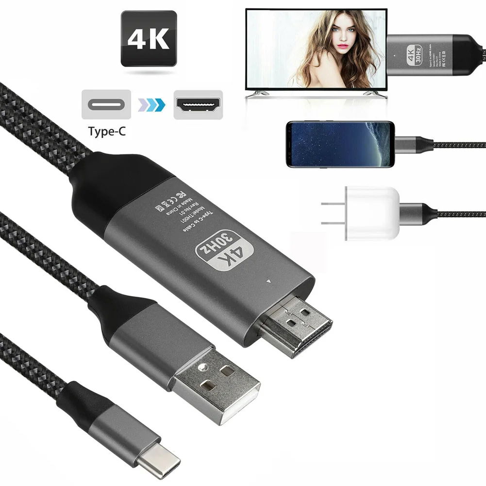 Кабель для зарядки с адаптером type-C к HDMI HDTV для samsung Galaxy S10 S9 Note 9 VH99