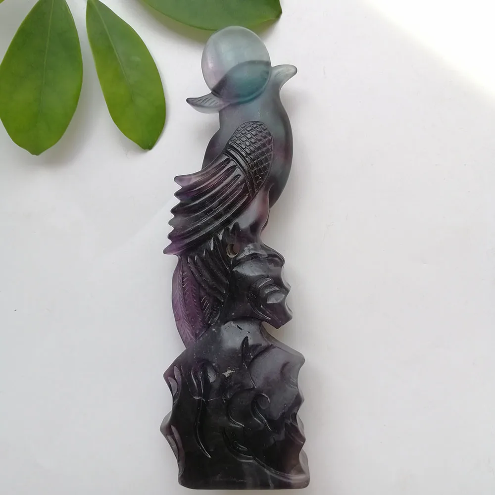 High Quality Natural Rainbow Fluorite Paradise Flycatcher Shape Stone Hand Crafted For Gift&Home Decor ZT