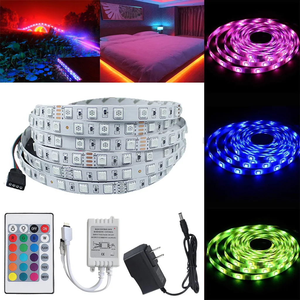 CARPRIE Светодиодная лента 5 м 3528 RGB светодиодная SMD освещение 12 В + пульт