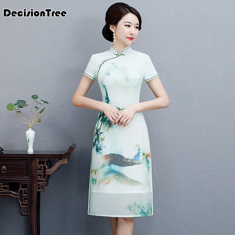 ao dai вьетнамская одежда винтажная одежда шифон aodai стоячий воротник элегантное женское праздничное платье с цветочным принтом