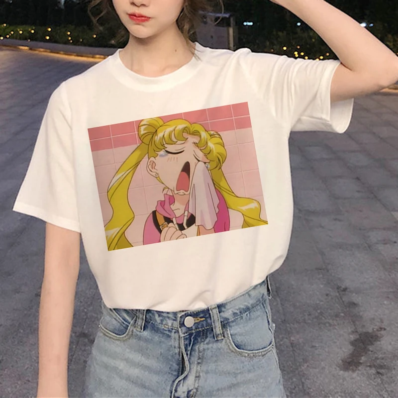 

Sailor Moon Harajuku Ullzang T Shirt Women Kawaii Aesthetic T-shirt 90s Graphic Korean Style Tshirt Funny Anime Top Tees Female