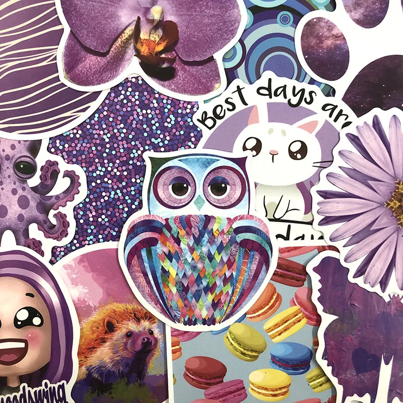 35-70Pcs/Pack Purple Fresh Stickers Vsco Stickers For Motorcycle Luggage Laptop Bicycle Skateboard Gift Pegatinas