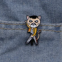 20 шт./лот Freddie Purrcury пользовательские эмалированные булавки королева броши-кошки лацкан/шляпа значок джинсовая куртка масло капля воротник корсаж S164