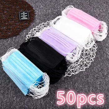 

50Pcs Disposable Non-Woven Blue Masks Three -layer Dust-proof and Anti-fog Mask Multiple Colors available