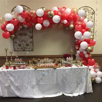 

113Pcs Baby Happy Birthday Party Balloon Backdrop Red White Metallic Gold Balloons Garland Arch Kit Anniversary Baby Shower Girl