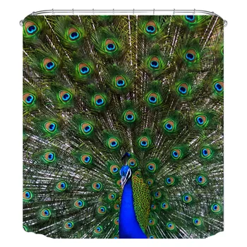 

1PC Creative Peacock Pattern Simple Bath Curtain Fashion Waterproof Shower Curtain for Home Bathroom Dormitory (150x180cm)