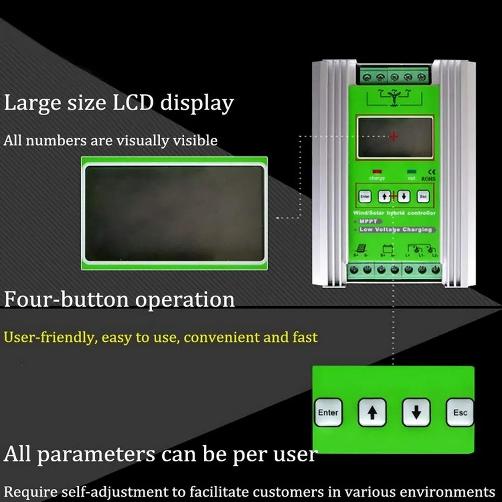 1400 Вт MPPT ветряной солнечный гибридный контроллер заряда для 800 Вт 600 Вт ветряной турбины Генератор+ 600 Вт 400 Вт солнечные панели системы