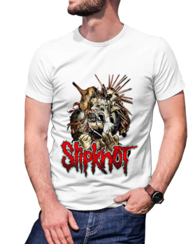 Мужская белая футболка Slipknot Band Необычные товары новые модные крутые