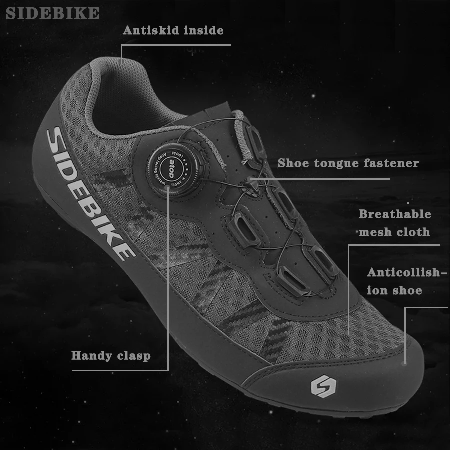 SIDEBIKE/Обувь для велоспорта и велосипеда; мужские кроссовки; дышащая обувь для спорта на открытом воздухе; профессиональная обувь для шоссейного велосипеда; нескользящая обувь без замка