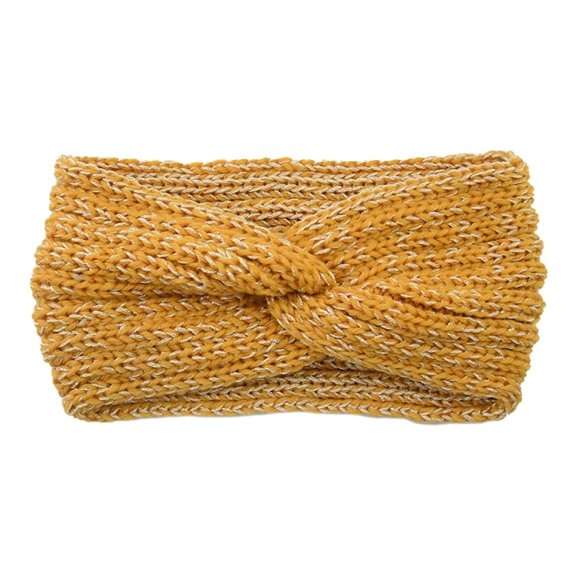 Вязаный крест Hairline модный теплый зимний переплетенный эластичный ободок девушки женщины милый коса головная повязка - Цвет: Цвет: желтый