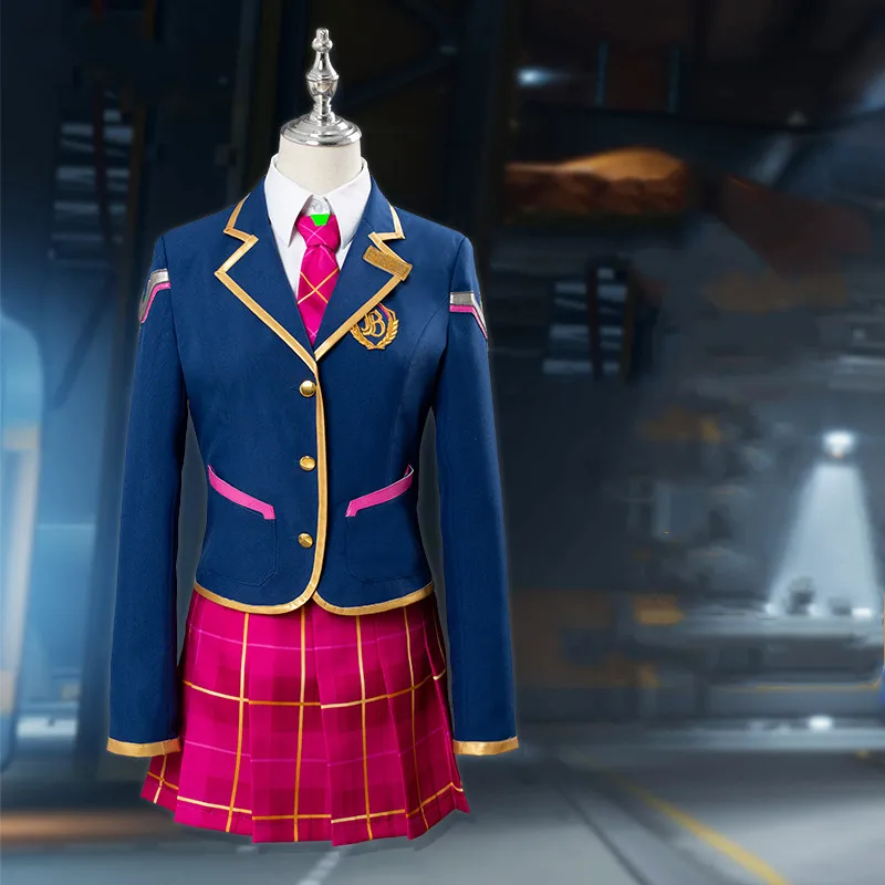 Игра OW D. VA костюм для косплея Academy DVA маскарадные костюмы Hana Song девушка школьная форма женская одежда рубашка куртка юбка - Цвет: Costume