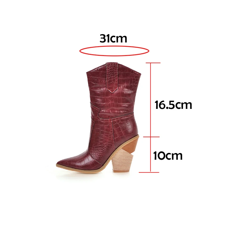 CDPUNDARI/пикантные женские ботильоны на высоком каблуке; женская зимняя обувь; женские сапоги ковбойские сапоги в западном стиле; женские сапоги