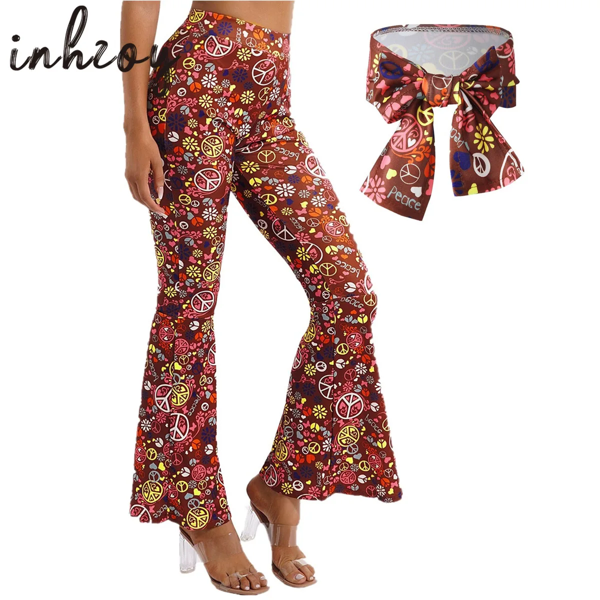 Amazon.com: Flare Pants for Women Floral Bell Bottom 70s Hippie Pants High  Waist Groovy Boho Yoga Pants XS : Clothing, Shoes & Jewelry