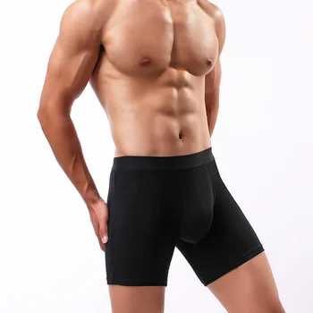 

Men boxers Casual Cotton Breathable Comfortable Boxer solid color soft Underwear male Underpants black