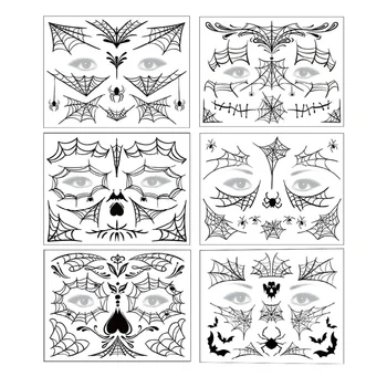 

10Pcs Halloween Face Stickers Face Spider Web Tattoo Party Face Decorations