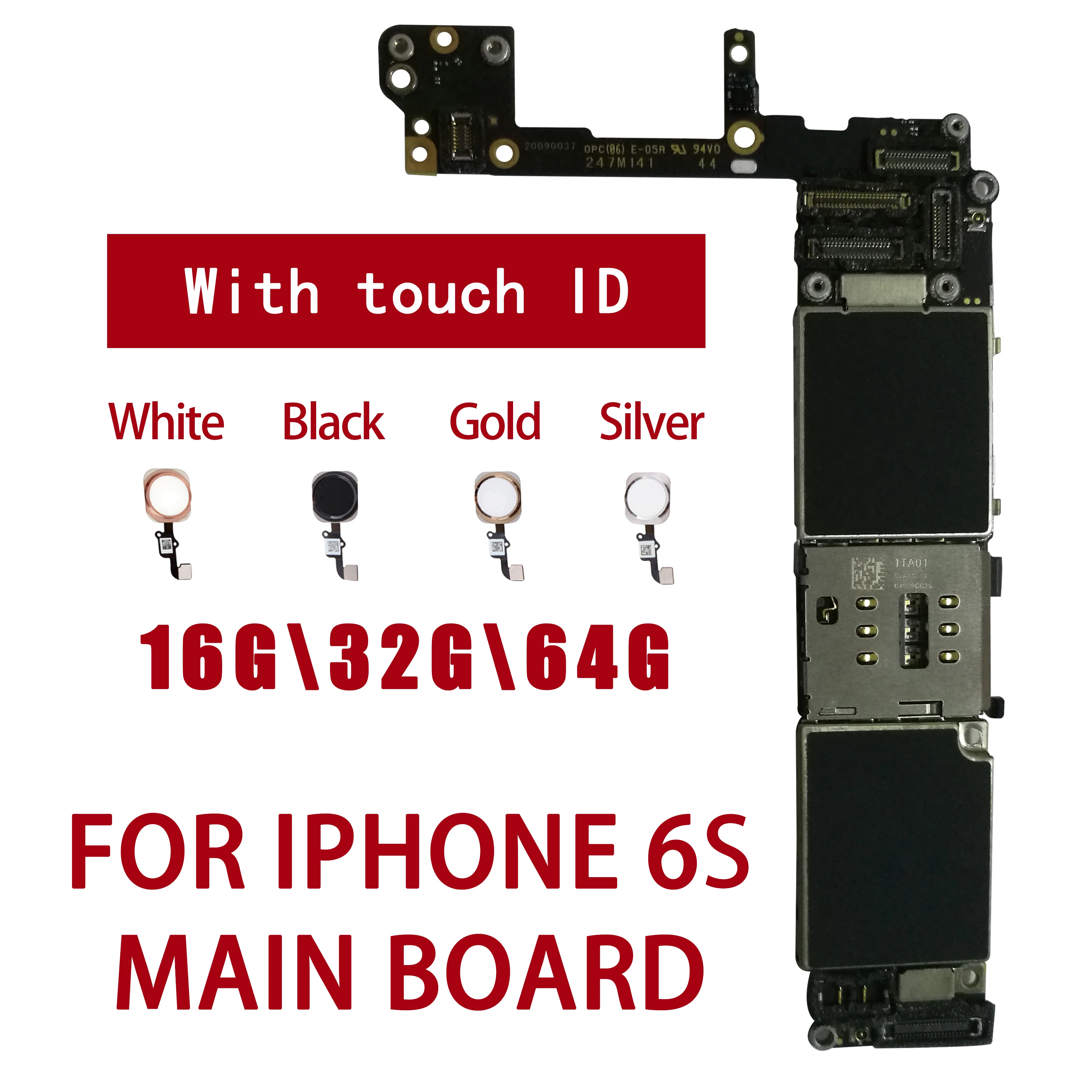 

Full unlocked for iphone 6S 6 S Motherboard With/Without Touch ID,Original for iphone 6S Mainboard with Full Chips,16GB 32G 64G