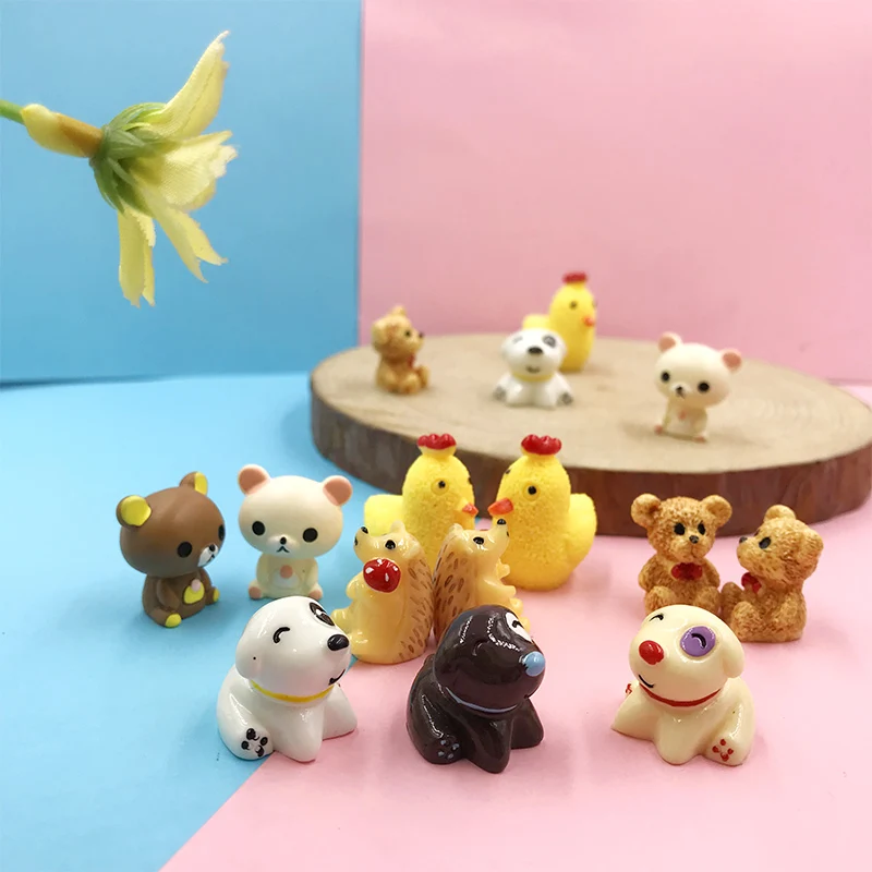 10Pcs Resin Animal Miniature Figurines Fairy Garden Miniatures Bonsai Craft Terrarium Figurine