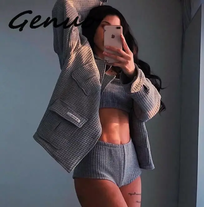 Genuo Новая Серая негабаритная куртка женская хлопковая теплая верхняя одежда с карманами Осенняя Зимняя Повседневная модная однобортная пальто