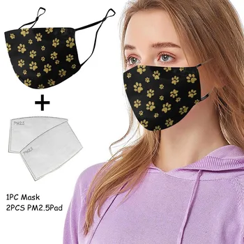 

1PC animal print protective mask Windproof Foggy Haze Anti-spitting face mouth mask+ 2PCS Filter anti pollution pm2.5 masque