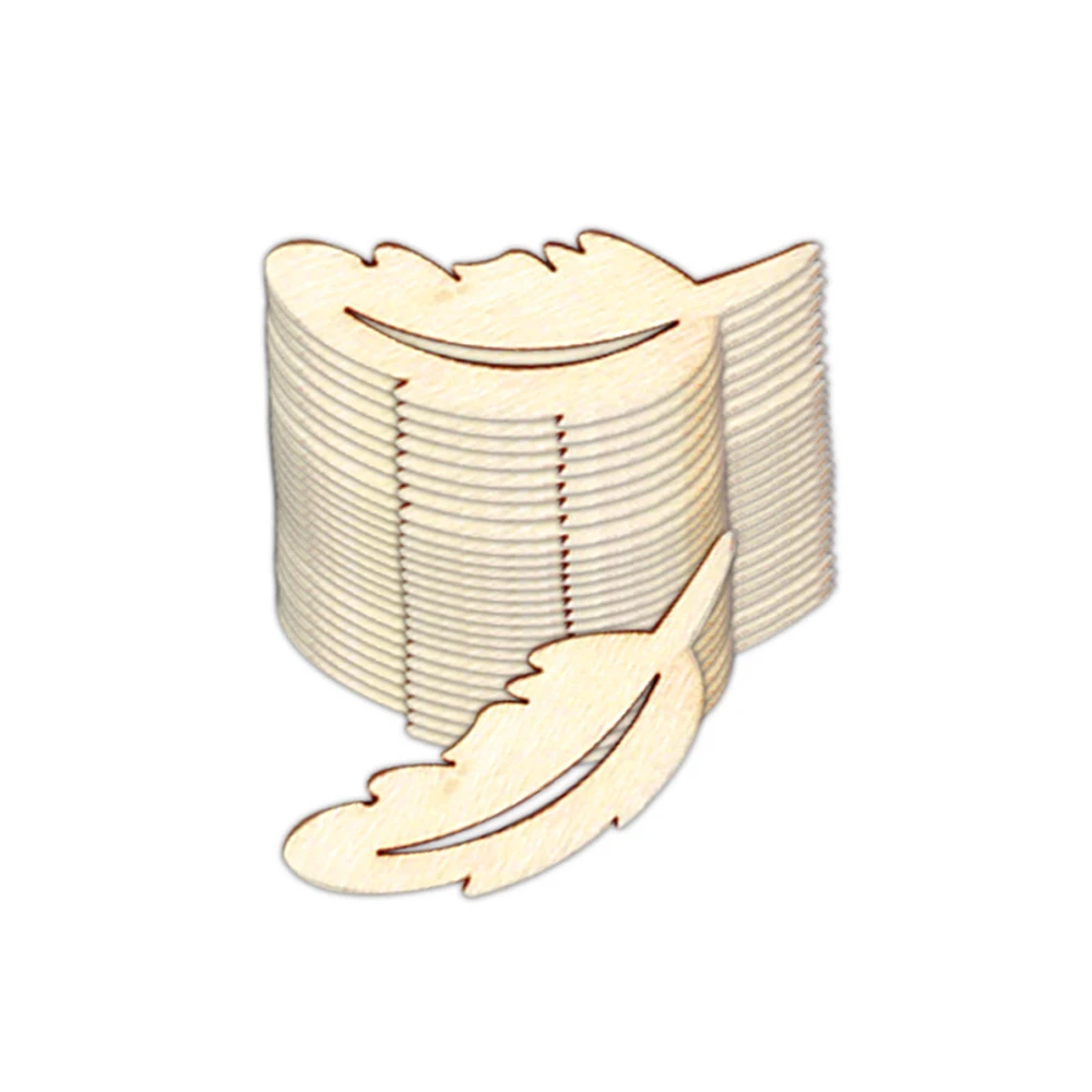 25 шт. нежный Комплектующие для самостоятельной сборки деревянный перо орнамент