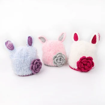 

Winter Warm Hat Toddler Baby Boys Girls Flower Knitting Caps with Ear Design Kids Headwrap Ear Warmer