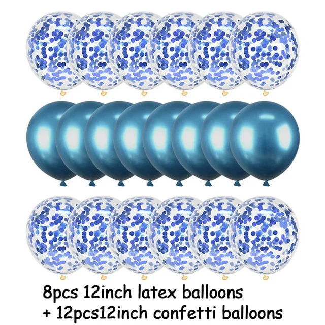20Pcs Rose Gold Balloon Set Confetti Metallic Balloons Birthday Party Wedding Decoration Anniversary Globals Baby Shower Balloon 20pcs blue set