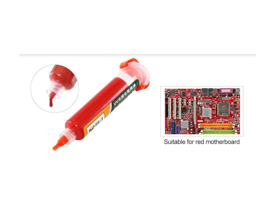 Красный UV Light-sensitive Curable Soldering Paste PCB Circuit Board Paint Welding Fluxes Oil Insulating Protective Paint With Needle - Цвет: Красный