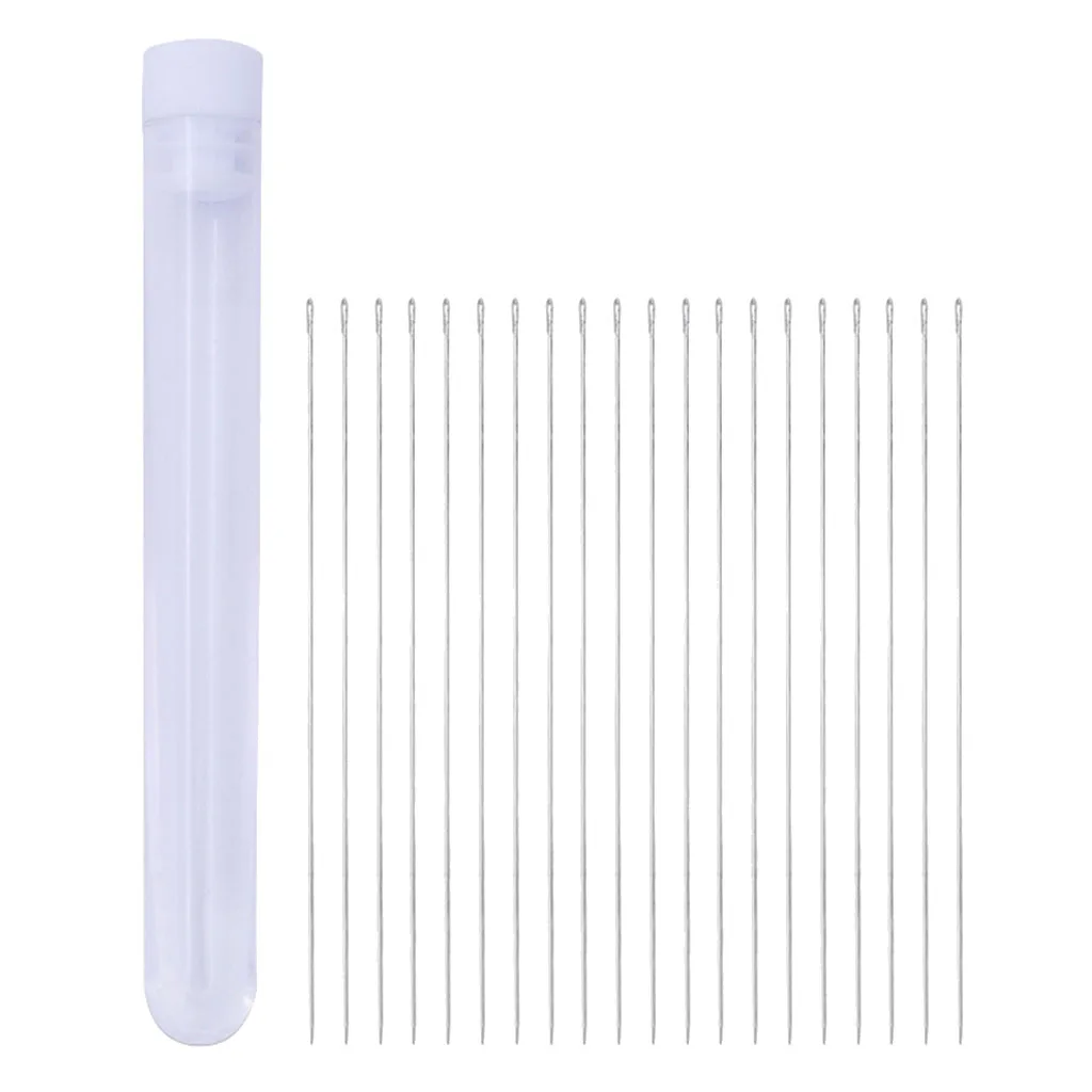 Boxed Stainless Steel Beading Needles silver color Tone String Beads Needle For Woman Handmade DIY Jewelry Gift, 20 PCS, 80x0.45m