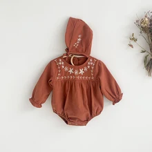 Barboteuse en coton pour bébés filles, barboteuse à fleurs, body pour enfants, vêtements de printemps et d'automne, 2021