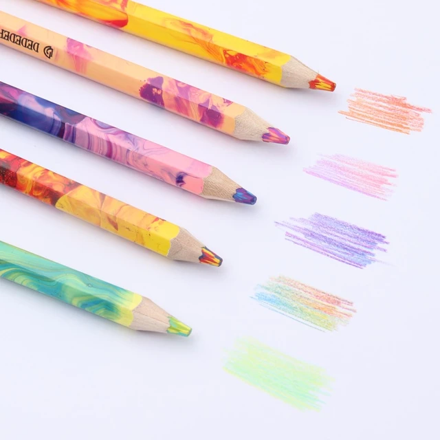 Crayons arc-en-ciel kawaii, 7 couleurs, 12 pièces/ensemble, nickel é  concentrique, cadeau pour enfants, crayons de couleur, art peinture dessin  - AliExpress