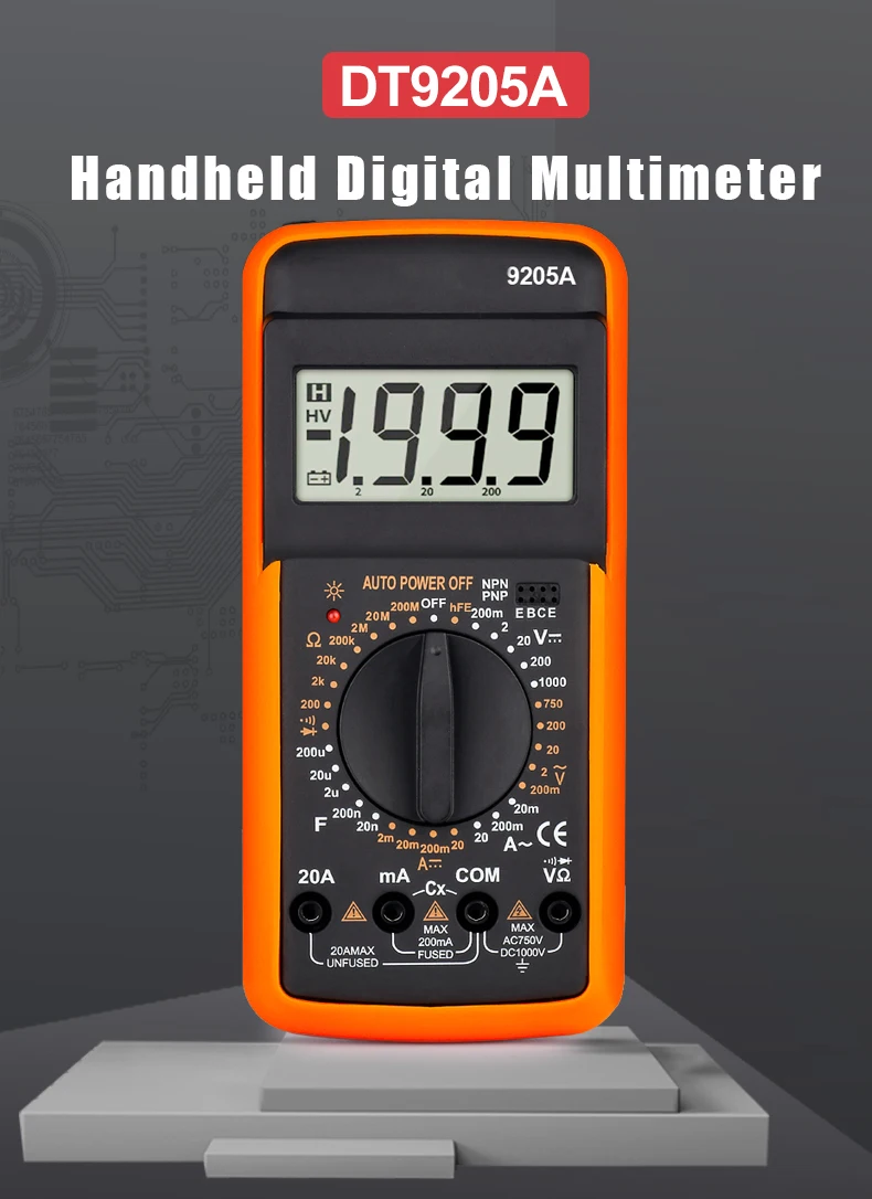 Professional Multimeter AC DC Voltage Current Resistance Capacitance HFE Diode Tester Multimeter Professional With BazzerMultimeter Digital DMM AC DC Voltage Current Ohm Capacitance hFE Portable Ammeter Voltmeter Meter Capacitor TRMS Hz Ohm Tester best ph meter