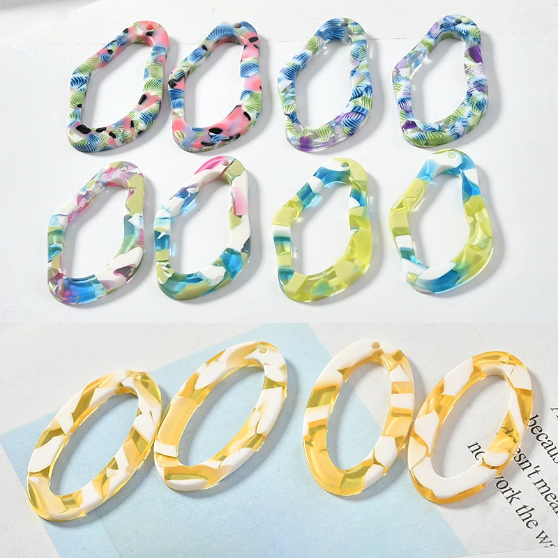 

Summer style 30pcs/lot color pattern print geometry Irregular ovals shape acrylic beads diy jewelry earring accessory