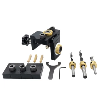 

10Pcs/Set Jig Pocket Hole Jig Kit Wood Vertical Drilling Detachable Locator for Furniture Connecting Hole Puncher Carpentry Tool