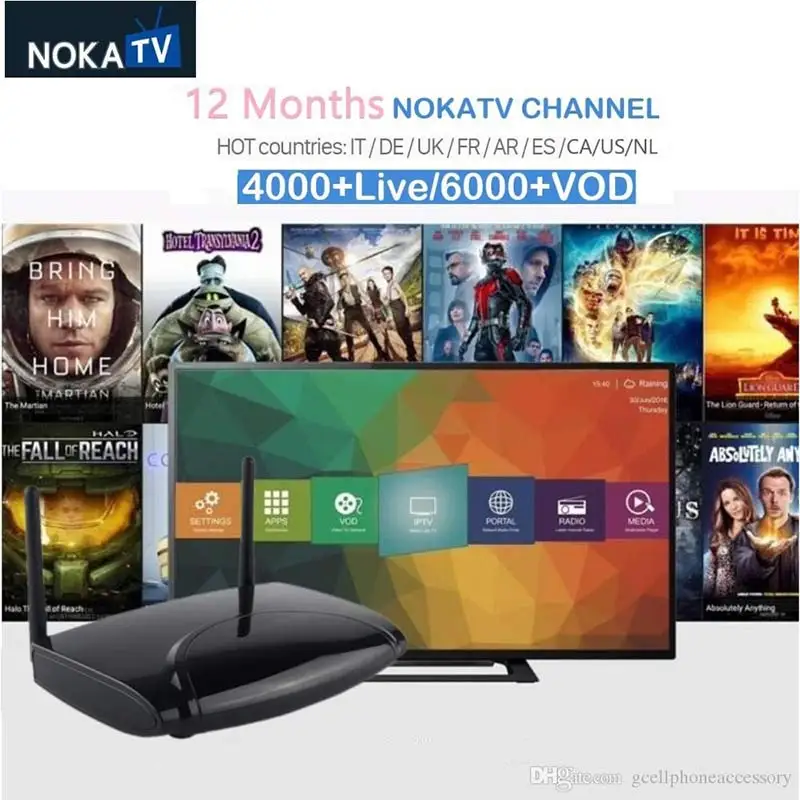 IP tv Box R2 с 1 года NOKA IP tv LIVE tv+ VOD Android устройства 12 месяцев Франция арабский Италия Испания Португалия IP tv Box