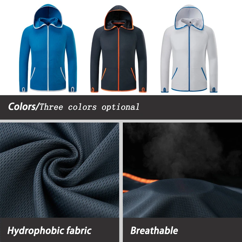Men Woman Ice Silk Fishing Clothes Tech Hydrophobic Antifouling Hooded Jackets UV Sunscreen Outdoor Waterproof Fishing Clothes