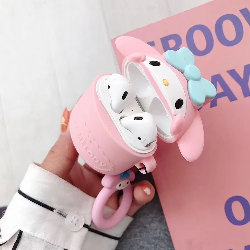 Милая 3D кукла Sanrio kitty cat my Melody зарядная Крышка для Airpods 2 1 мягкая силиконовая bluetooth-гарнитура защитная коробка Coque