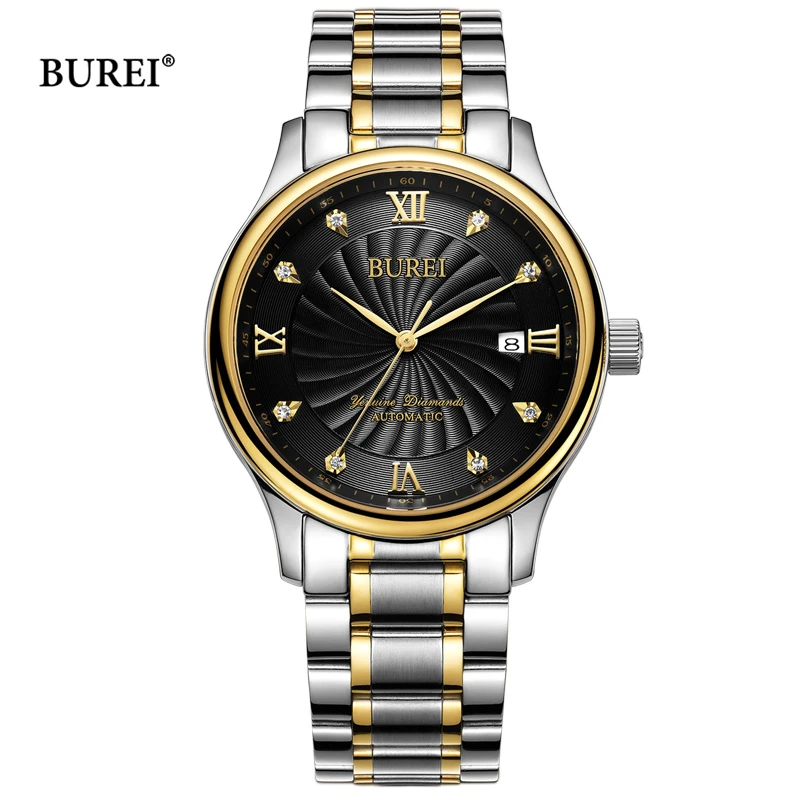 Мужские автоматические военные часы Reloj Hombre BUREI роскошные брендовые