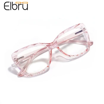 

Elbru Diamond Wave Glasses Frames Transparent Candy Color Optical Glasses Classic Students Spectacles Clear Flat Lens Goggles