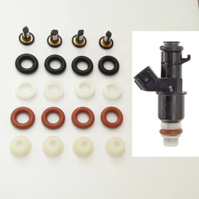 Fuel Injector Repair Kit 4sets For Keihin FJ1203 FJ1045 FJ785 FJ486 16450PWA003 16450-RNA-A01 Fit For Honda Car AY-RK068 diesel injector tube fuel injector cleaner fuel injector removal tool injector washer shims fuel injector seals repair kit gasket