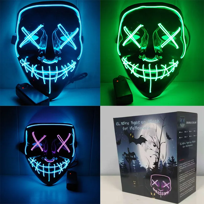 

Free ship To US LED mask Light Up Funny Mask from The Purge Election Year for Festival Cosplay Halloween Costume 2019 Party Mask