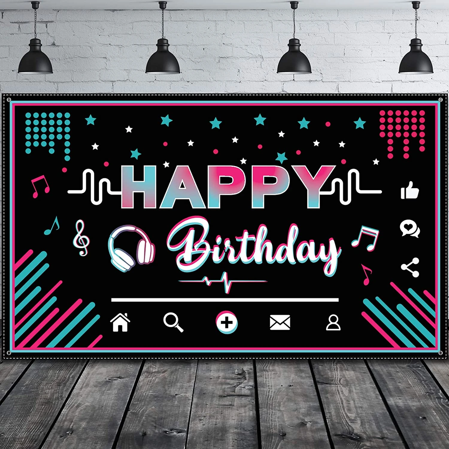 Happy Birthday Party Background Music Party Photo Booth Banner Photography  Backdrop Decoration Supplies For Teens Social Media| | - AliExpress