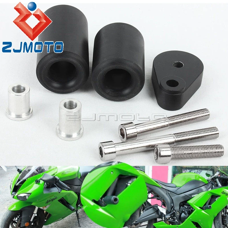 Motorcycle Accessories Left+Right Black Delrin Frame Sliders Crash