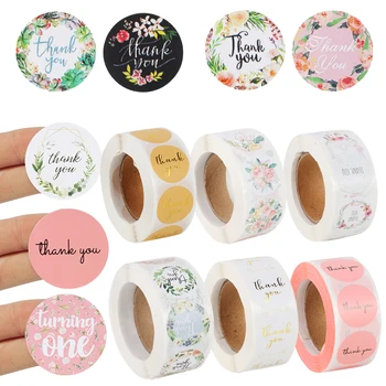 

500pcs Floral Thank you stickers Baby Shower 1st birthday Gift Boxes Bags Seal Label stickers Scrapbooking Stationery Stickers
